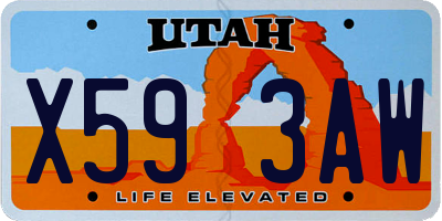UT license plate X593AW