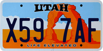 UT license plate X597AF