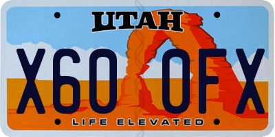 UT license plate X600FX