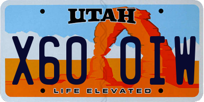 UT license plate X600IW