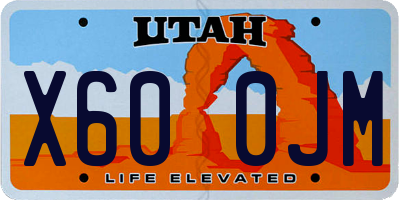 UT license plate X600JM
