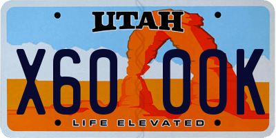 UT license plate X600OK