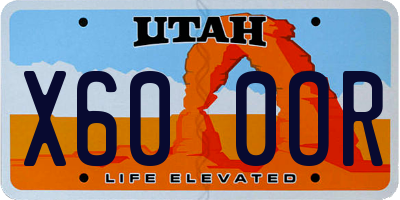 UT license plate X600OR