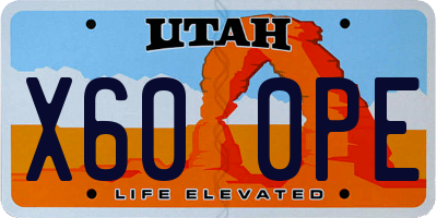 UT license plate X600PE