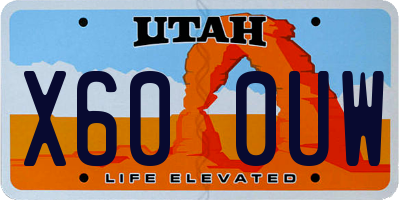 UT license plate X600UW