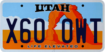 UT license plate X600WT
