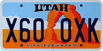 UT license plate X600XK