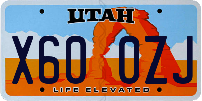 UT license plate X600ZJ