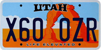 UT license plate X600ZR