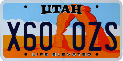 UT license plate X600ZS