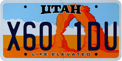 UT license plate X601DU