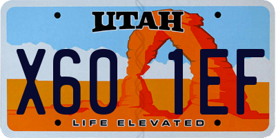 UT license plate X601EF