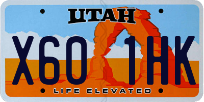 UT license plate X601HK
