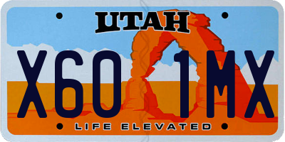 UT license plate X601MX