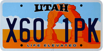 UT license plate X601PK