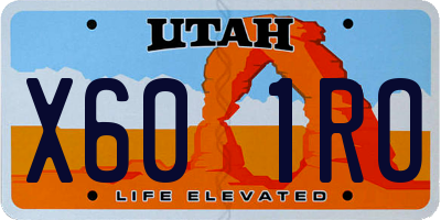 UT license plate X601RO