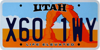 UT license plate X601WY
