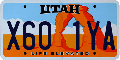UT license plate X601YA