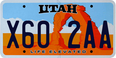 UT license plate X602AA
