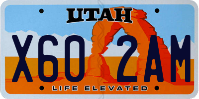 UT license plate X602AM