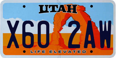 UT license plate X602AW