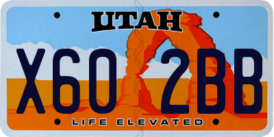 UT license plate X602BB