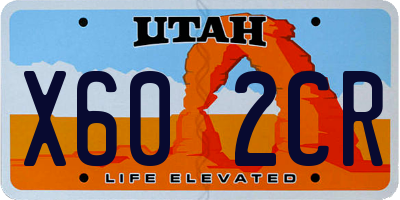 UT license plate X602CR