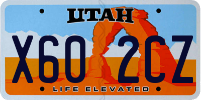 UT license plate X602CZ