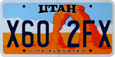 UT license plate X602FX