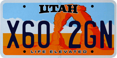 UT license plate X602GN