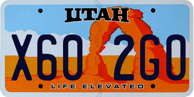 UT license plate X602GO