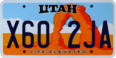 UT license plate X602JA