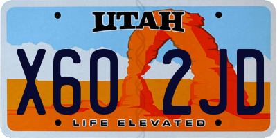 UT license plate X602JD
