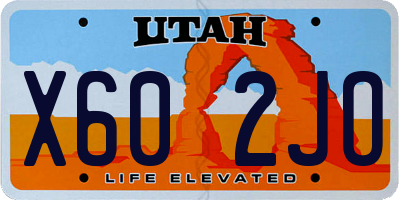 UT license plate X602JO