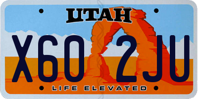 UT license plate X602JU