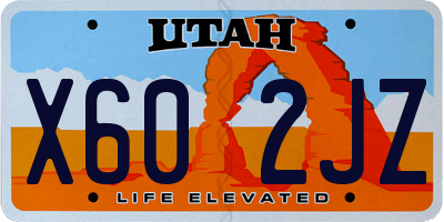 UT license plate X602JZ