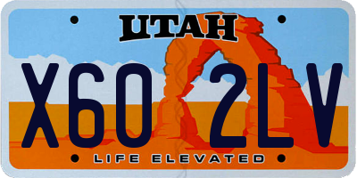 UT license plate X602LV