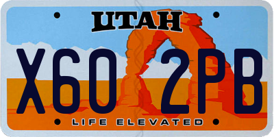 UT license plate X602PB