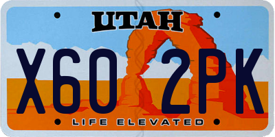 UT license plate X602PK