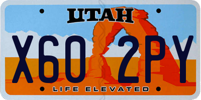 UT license plate X602PY