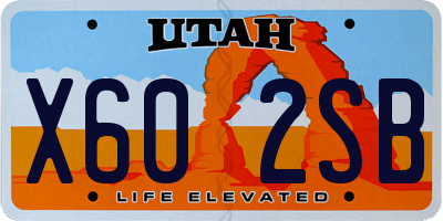 UT license plate X602SB