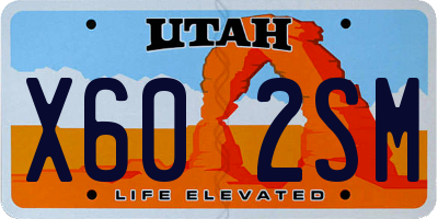 UT license plate X602SM