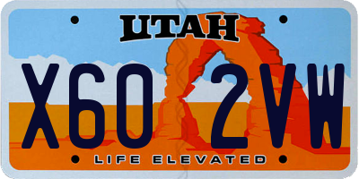 UT license plate X602VW