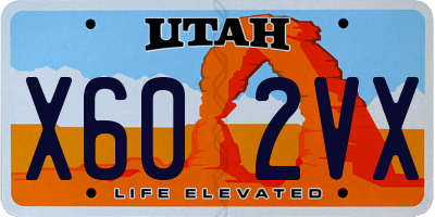 UT license plate X602VX