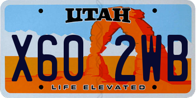 UT license plate X602WB