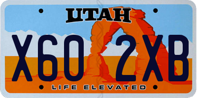 UT license plate X602XB