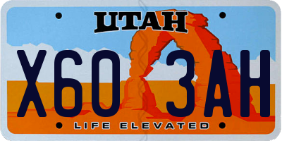 UT license plate X603AH
