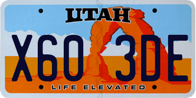 UT license plate X603DE