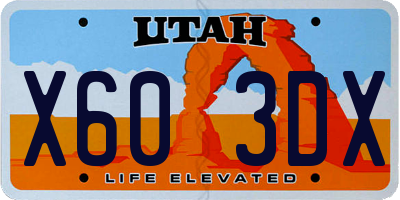 UT license plate X603DX