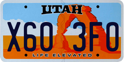 UT license plate X603FO